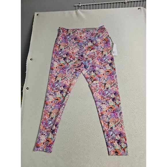 Soft Surroundings Leggings Womens sz Petite Med Pink Purple Floral Cozy New - Picture 1 of 7